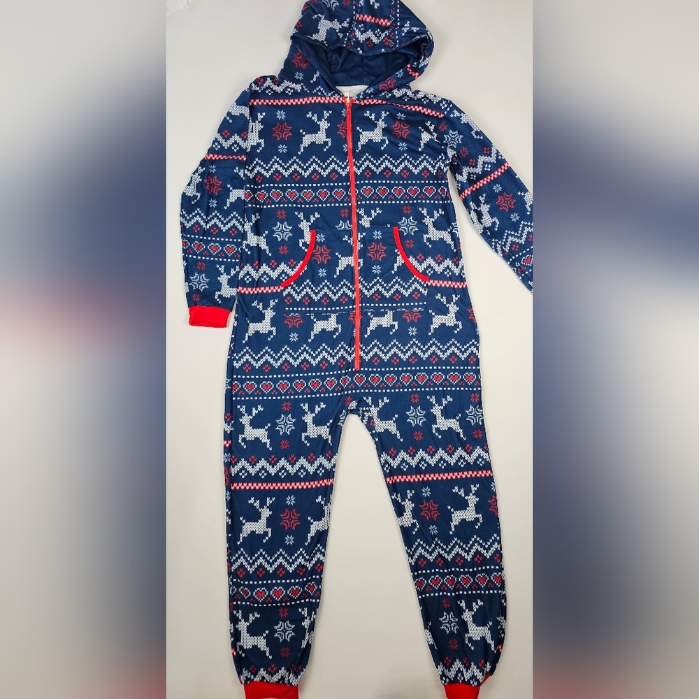 Men's Large Christmas Onesie with Reindeer Pattern